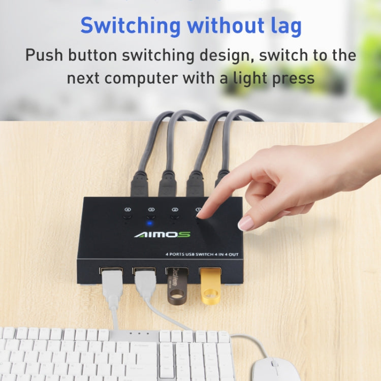 AIMOS AM-KM404K USB2.0 4 In 4 Out Switcher - HoMEdemic™ 