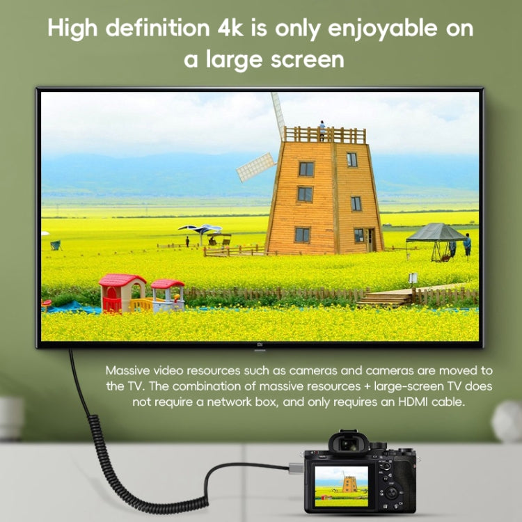 HDTV to Micro HDTV Elbow Head Spring Cable for DSLR Camera(Grey Shell) - HoMEdemic™ 