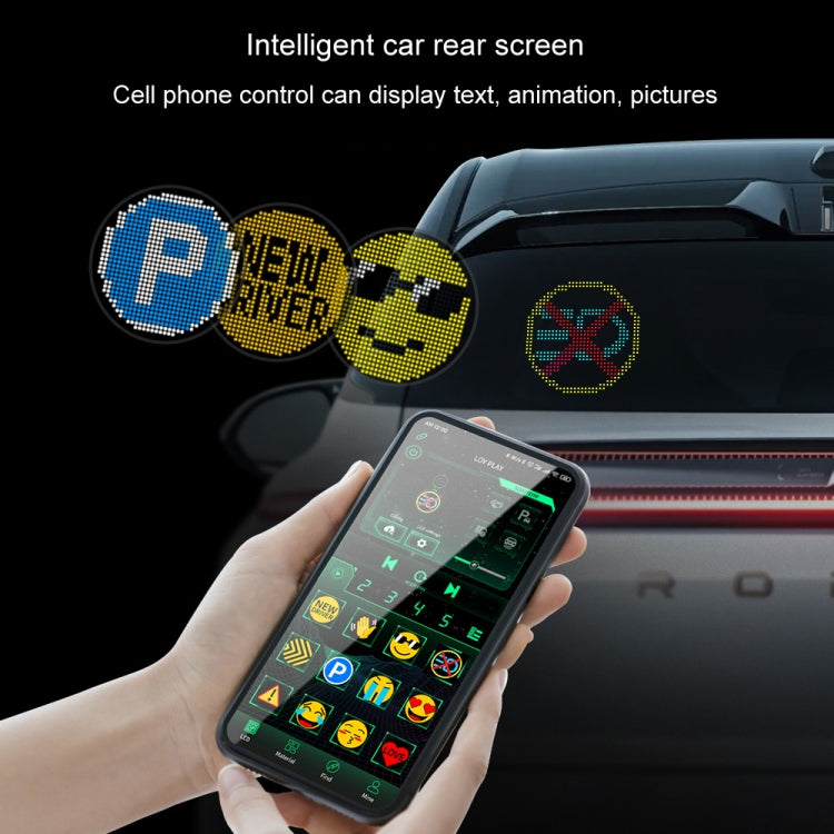 HI.GROOM Car LED Customized Pixel Emoticon Lights Bluetooth Remote Control Interactive AI Screen, Style: No Remote Control - HoMEdemic™ 