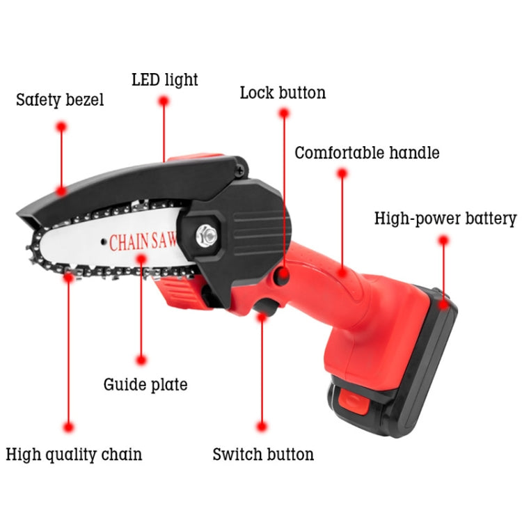 HILDA Rechargeable Cordless Mini Electrical Chain Saw Logging Tools Plastic Package, Model: US Plug With 1 Battery Red - HoMEdemic™ 