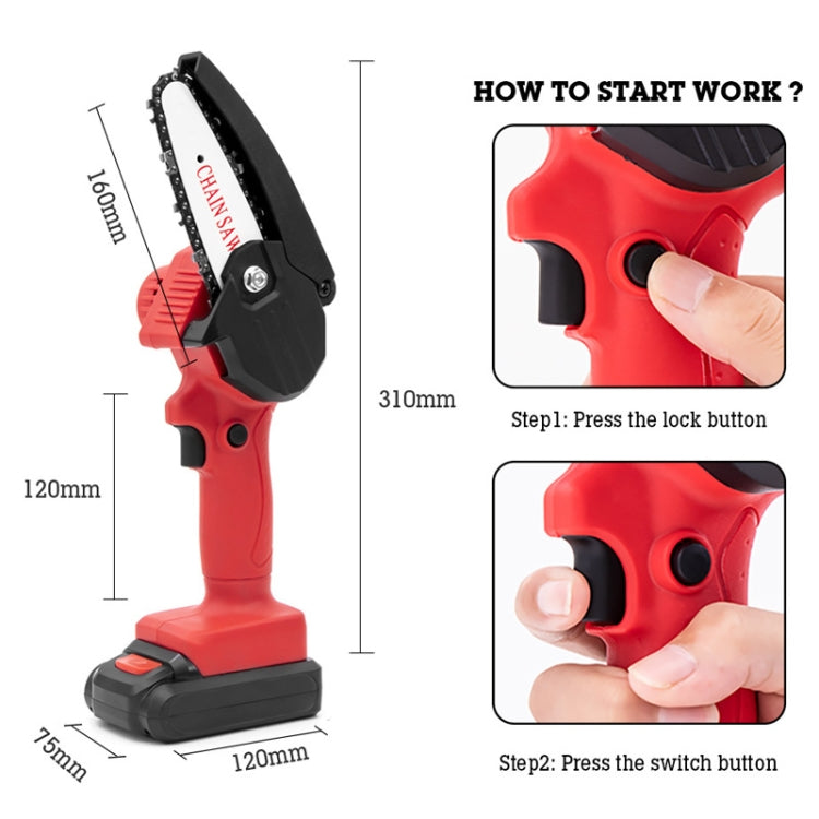 HILDA Rechargeable Cordless Mini Electrical Chain Saw Logging Tools Plastic Package, Model: US Plug With 1 Battery Red - HoMEdemic™ 