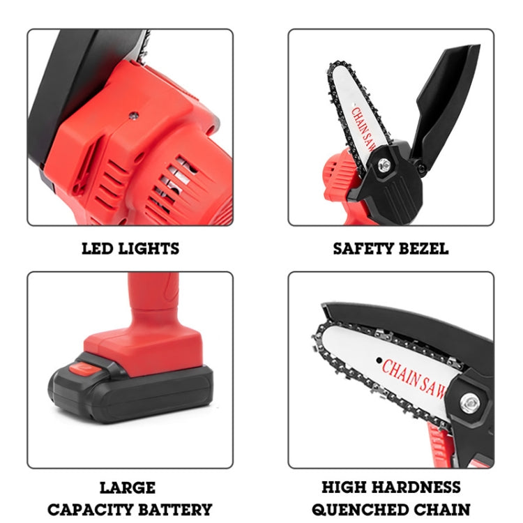 HILDA Rechargeable Cordless Mini Electrical Chain Saw Logging Tools Plastic Package, Model: US Plug With 1 Battery Red - HoMEdemic™ 
