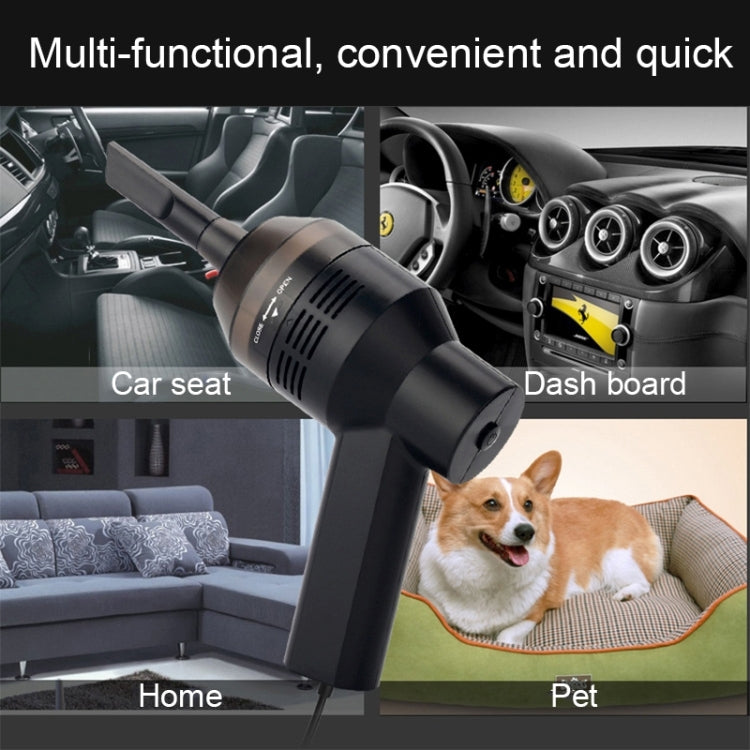 HK-6019A 3.5W Portable USB Powerful Suction Cleaner Computer Keyboard Brush Nozzle Dust Collector Handheld Sucker Clean Kit for Cleaning Laptop PC / Pets, USB Cable Length: 1.8m, DC 5V(Black) - HoMEdemic™ 