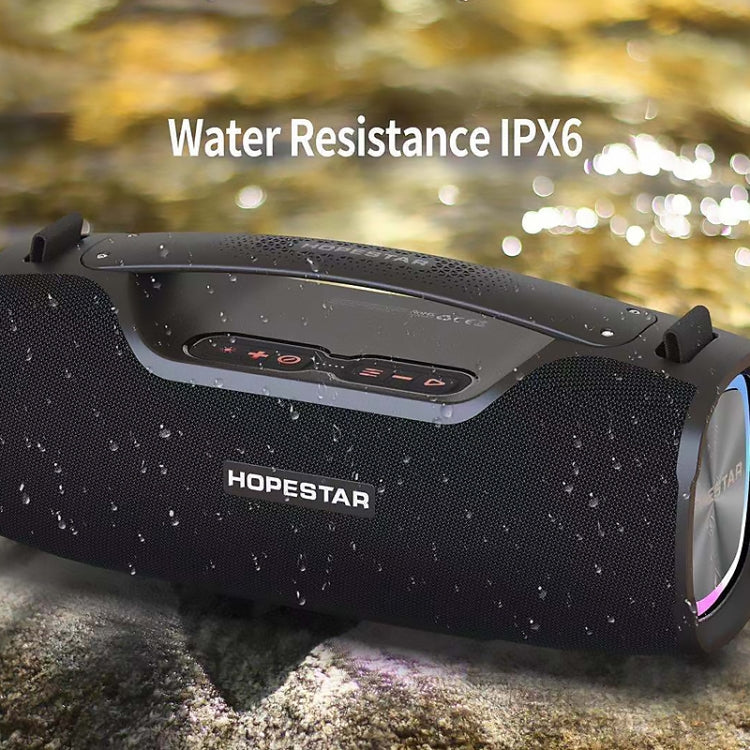HOPESTAR A6X TWS Portable Outdoor Bluetooth Speaker with Colorful Music Lights, Support Power Bank & Hands-free Call & U Disk & TF Card & 3.5mm AUX(Black) - HoMEdemic™ 