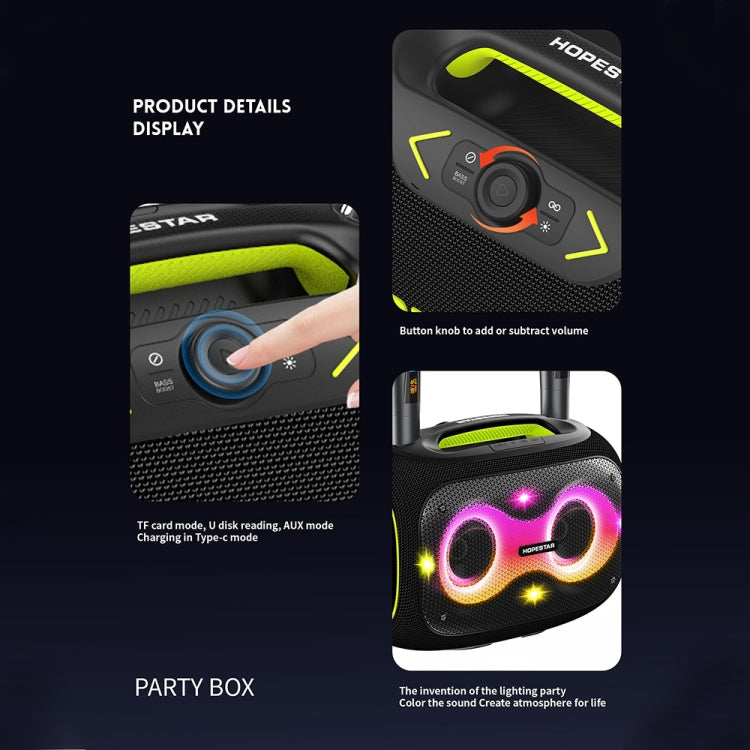 HOPESTAR Party Box 120W Karaoke Bluetooth Speaker with 2 Microphones(Grey) - HoMEdemic™ 