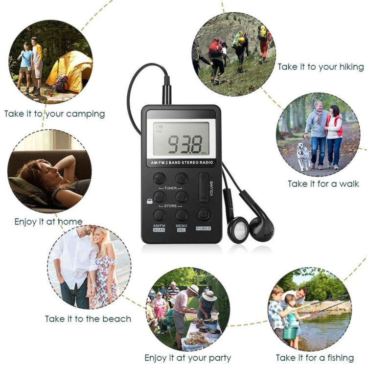 HRD-103 FM + AM Two Band Portable Radio with Lanyard & Headset - HoMEdemic™ 