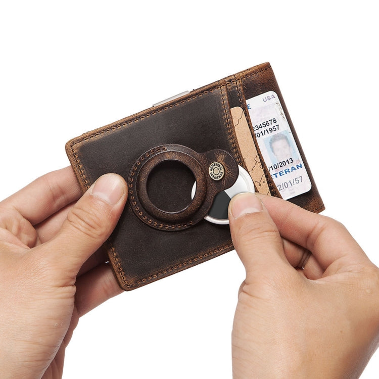 HUMERPAUL BP993 RFID Anti-Theft Brush Pocket Card Bag Suitable For AirTag 2nd Gen / AirTag 1st Gen(Brown) - HoMEdemic™ 