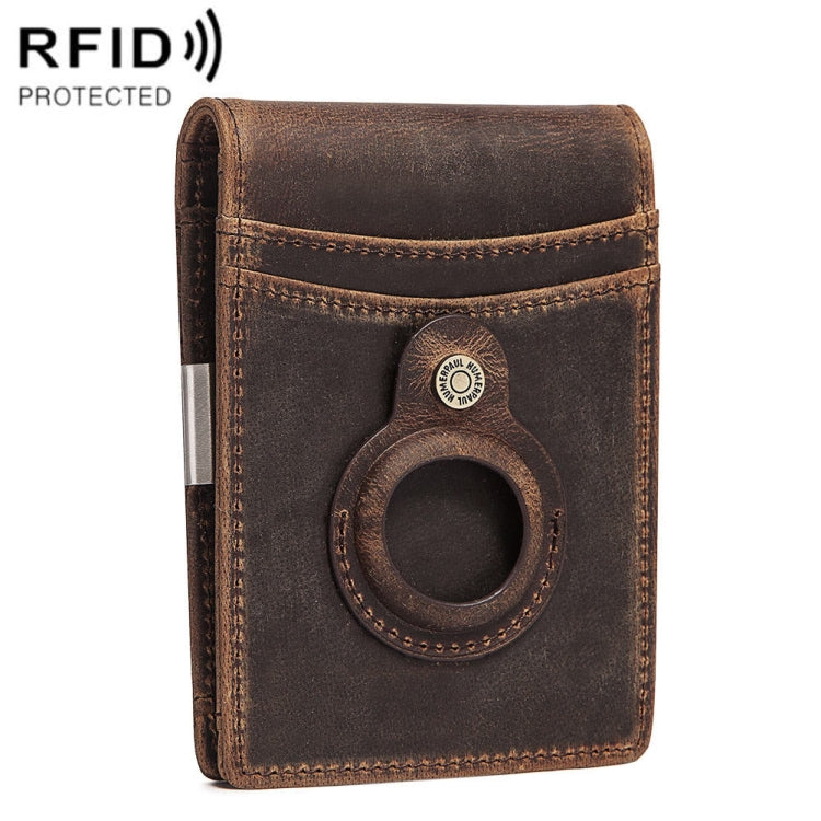 HUMERPAUL BP993 RFID Anti-Theft Brush Pocket Card Bag Suitable For AirTag 2nd Gen / AirTag 1st Gen(Dark Brown) - HoMEdemic™ 