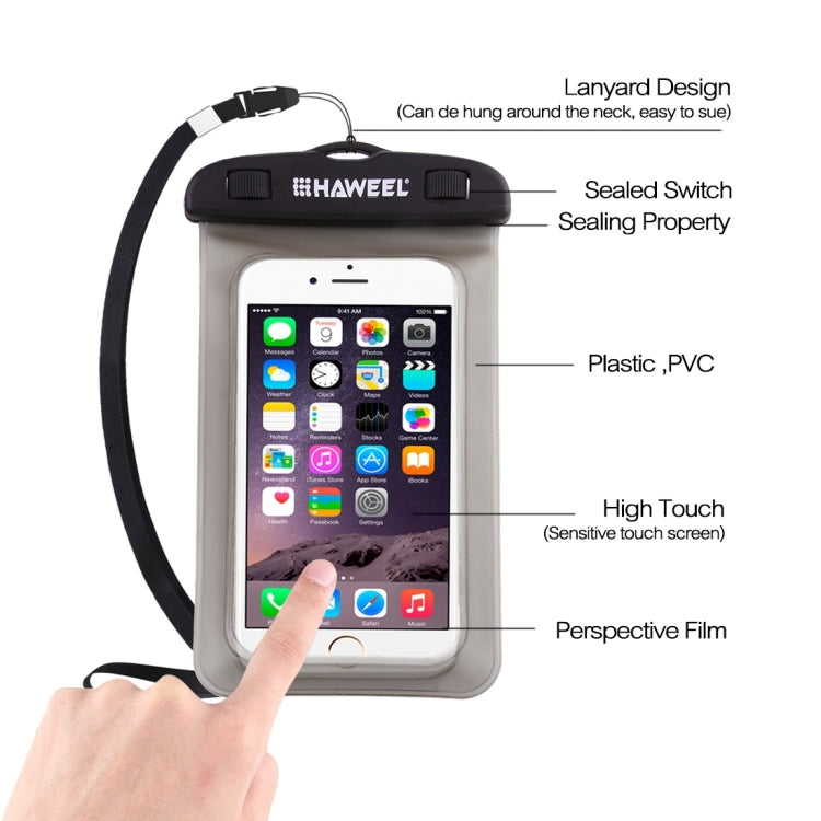 HAWEEL Transparent Universal Waterproof Bag with Lanyard for iPhone, Galaxy, Huawei, Xiaomi, LG, HTC and Other Smart Phones(Black) - HoMEdemic™ 