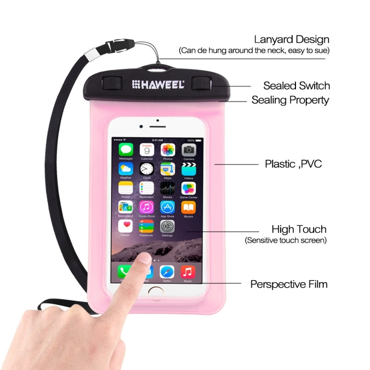 HAWEEL Transparent Universal Waterproof Bag with Lanyard for iPhone, Galaxy, Huawei, Xiaomi, LG, HTC and Other Smart Phones(Pink) - HoMEdemic™ 