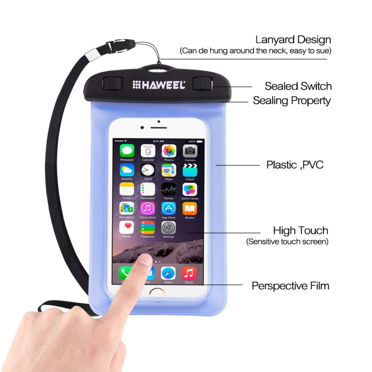 HAWEEL Transparent Universal Waterproof Bag with Lanyard for iPhone, Galaxy, Huawei, Xiaomi, LG, HTC and Other Smart Phones(Blue) - HoMEdemic™ 