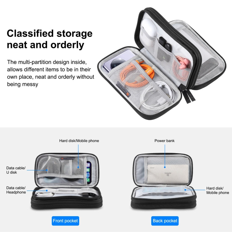 HAWEEL Electronic Organizer Double Layers Storage Bag for Cables, Charger, Power Bank, Phones, Earphones(Black) - HoMEdemic™ 