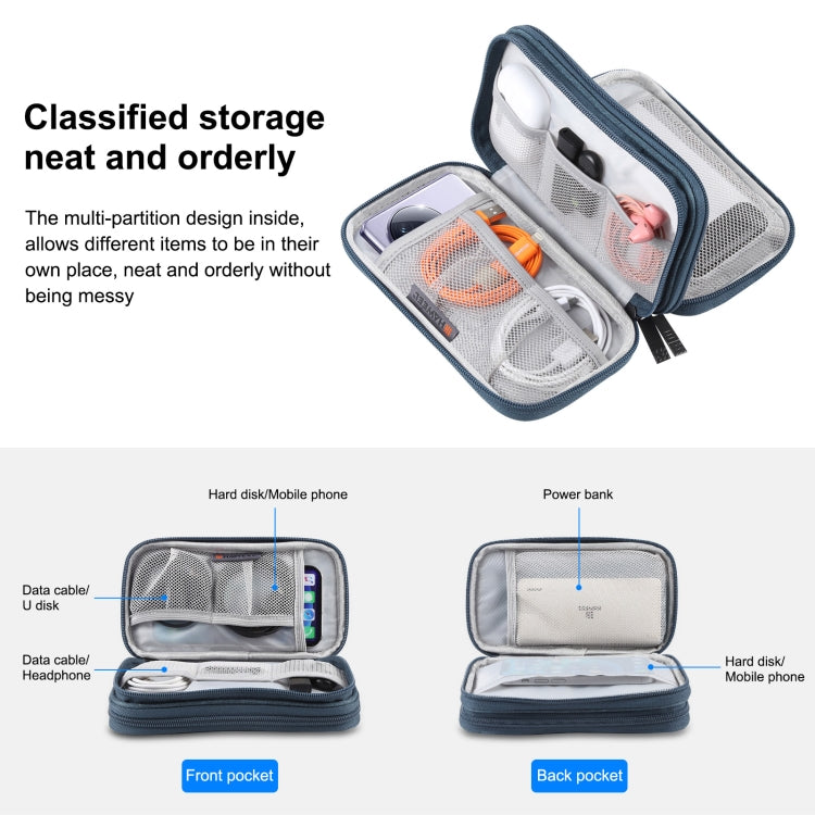 HAWEEL Electronic Organizer Double Layers Storage Bag for Cables, Charger, Power Bank, Phones, Earphones(Dark Blue) - HoMEdemic™ 