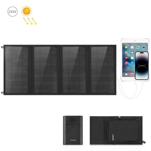 HAWEEL 24W 4 Panels Foldable Solar Panel Charger Bag with 5V / 3.1A Max Dual USB Ports, Support QC3.0 and AFC - HoMEdemic™ 