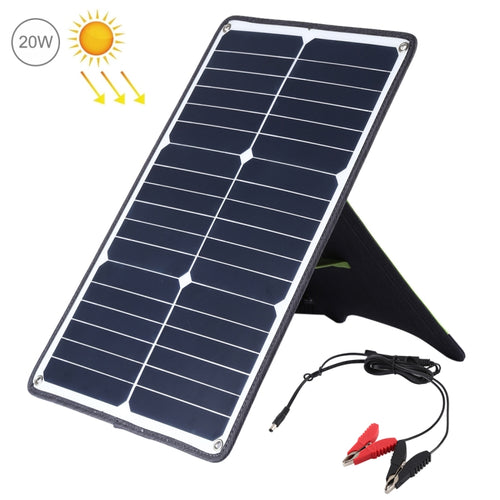 HAWEEL Portable 20W Monocrystalline Silicon Solar Power Panel Charger, with USB Port & Holder & Tiger Clip, Support QC3.0 and AFC - HoMEdemic™ 