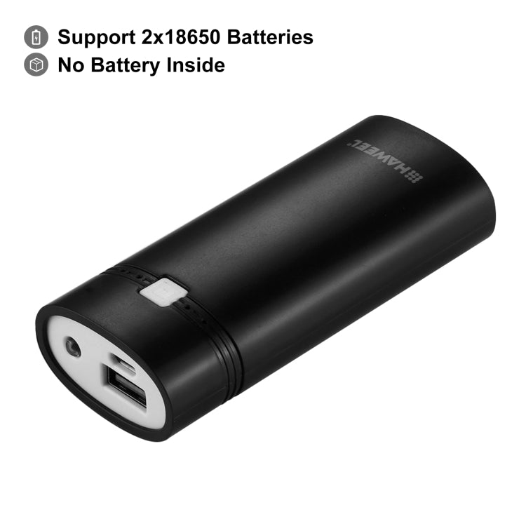 HAWEEL DIY 2x 18650 Battery (Not Included) 5600mAh Power Bank Shell Box with USB Output & Indicator(Black) - HoMEdemic™ 