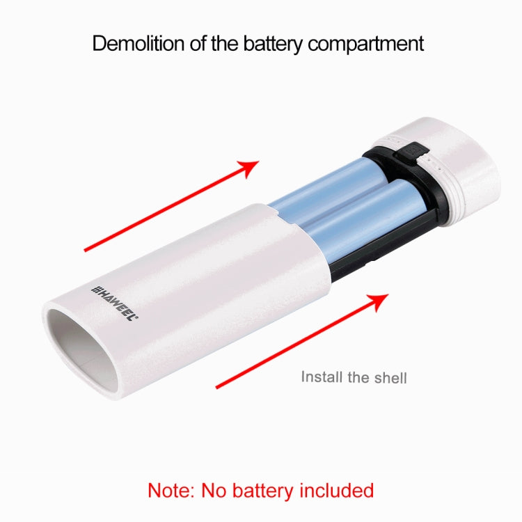 HAWEEL DIY 2x 18650 Battery (Not Included) 5600mAh Power Bank Shell Box with USB Output & Indicator(White) - HoMEdemic™ 
