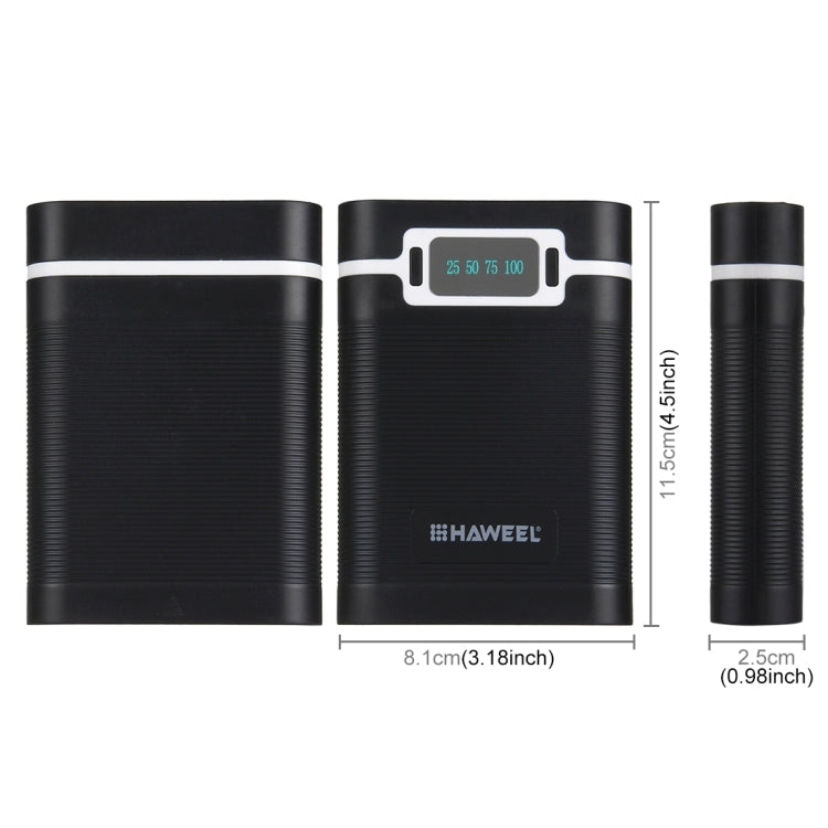 [US Warehouse] HAWEEL DIY 4 x 18650 Battery (Not Included) 10000mAh Power Bank Shell Box with 2 x USB Output & Display for iPhone, Galaxy, Sony, HTC, Google, Huawei, Xiaomi, Lenovo and other Smartphones(Black) - HoMEdemic™ 