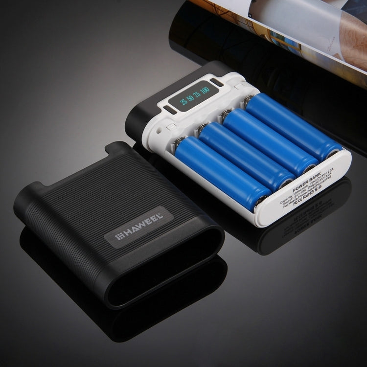 [US Warehouse] HAWEEL DIY 4 x 18650 Battery (Not Included) 10000mAh Power Bank Shell Box with 2 x USB Output & Display for iPhone, Galaxy, Sony, HTC, Google, Huawei, Xiaomi, Lenovo and other Smartphones(Black) - HoMEdemic™ 