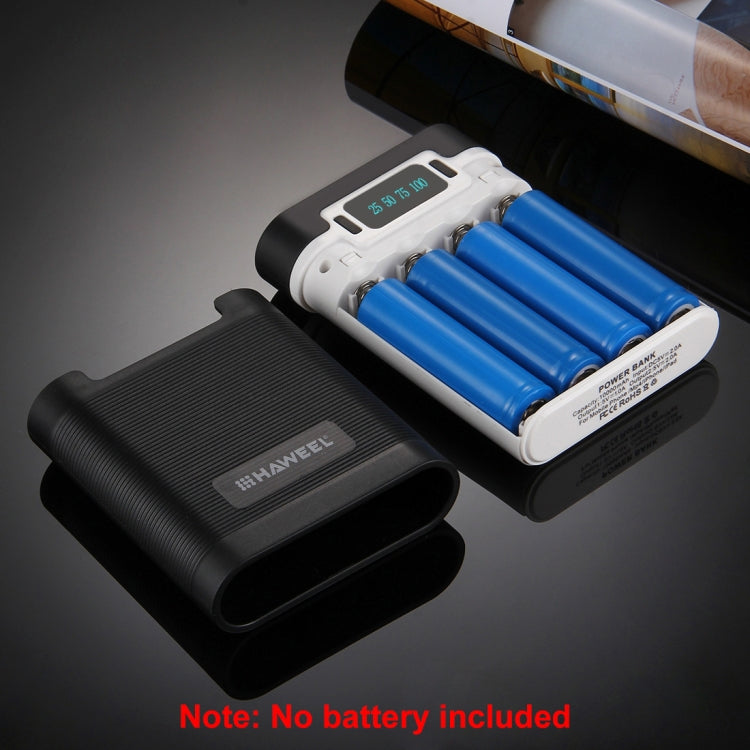 HAWEEL DIY 4 x 18650 Battery (Not Included) 10000mAh Power Bank Shell Box with 2 x USB Output & Display for iPhone, Galaxy, Sony, HTC, Google, Huawei, Xiaomi, Lenovo and other Smartphones(Black) - HoMEdemic™ 
