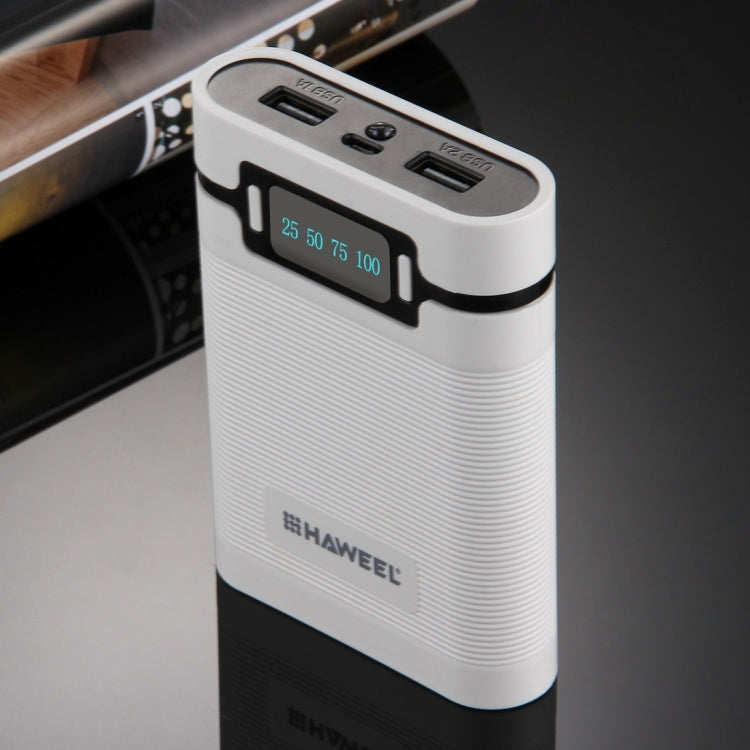 [US Warehouse] HAWEEL DIY 4 x 18650 Battery (Not Included) 10000mAh Power Bank Shell Box with 2 x USB Output & Display for iPhone, Galaxy, Sony, HTC, Google, Huawei, Xiaomi, Lenovo and other Smartphones(White) - HoMEdemic™ 