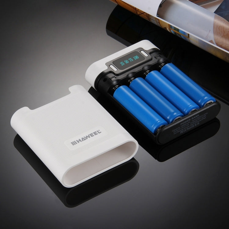 [US Warehouse] HAWEEL DIY 4 x 18650 Battery (Not Included) 10000mAh Power Bank Shell Box with 2 x USB Output & Display for iPhone, Galaxy, Sony, HTC, Google, Huawei, Xiaomi, Lenovo and other Smartphones(White) - HoMEdemic™ 