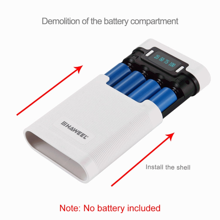 HAWEEL DIY 4 x 18650 Battery (Not Included) 10000mAh Power Bank Shell Box with 2 x USB Output & Display for iPhone, Galaxy, Sony, HTC, Google, Huawei, Xiaomi, Lenovo and other Smartphones(White) - HoMEdemic™ 