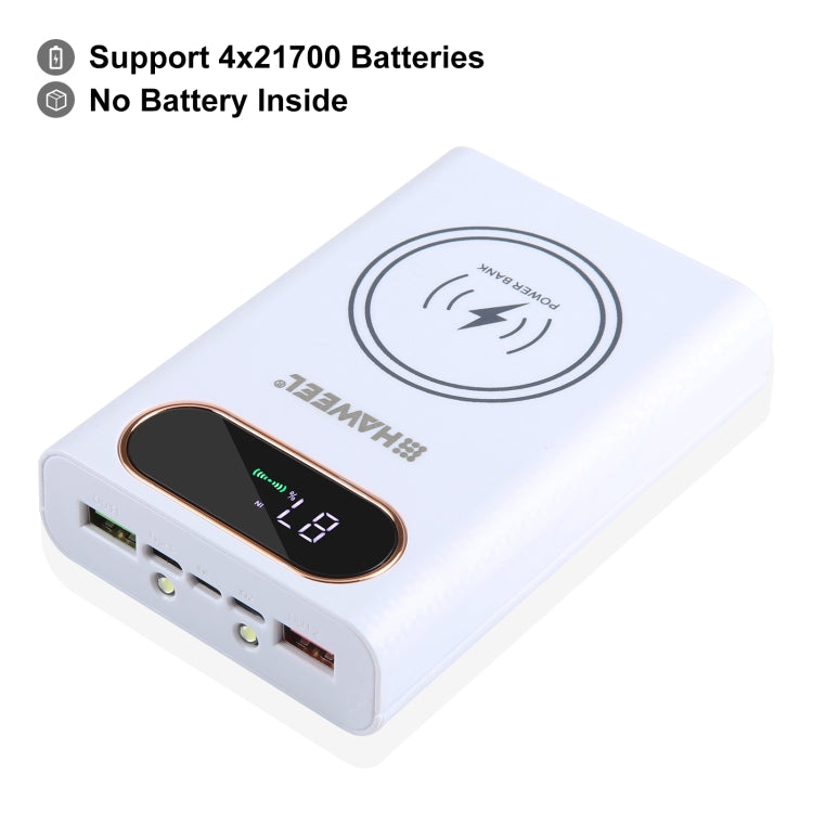 HAWEEL DIY 4 x 21700 Battery 22.5W Fast Charge 15W Wireless Charging Power Bank Box Case with Display, Not Include Battery (White) - HoMEdemic™ 