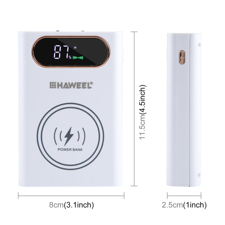 HAWEEL DIY 4 x 21700 Battery 22.5W Fast Charge 15W Wireless Charging Power Bank Box Case with Display, Not Include Battery (White) - HoMEdemic™ 