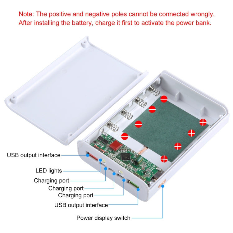 HAWEEL DIY 4 x 21700 Battery 22.5W Fast Charge 15W Wireless Charging Power Bank Box Case with Display, Not Include Battery (White) - HoMEdemic™ 