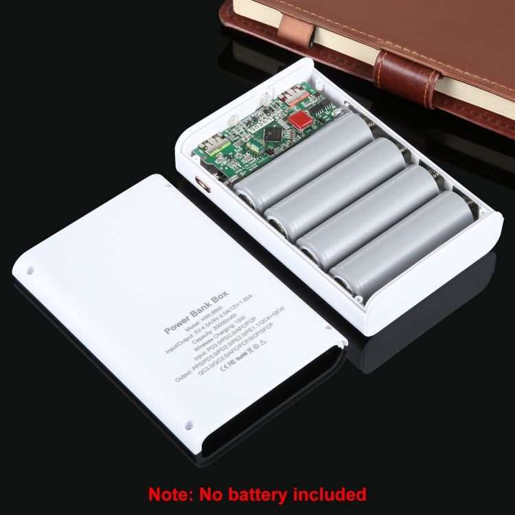 HAWEEL DIY 4 x 21700 Battery 22.5W Fast Charge 15W Wireless Charging Power Bank Box Case with Display, Not Include Battery (White) - HoMEdemic™ 