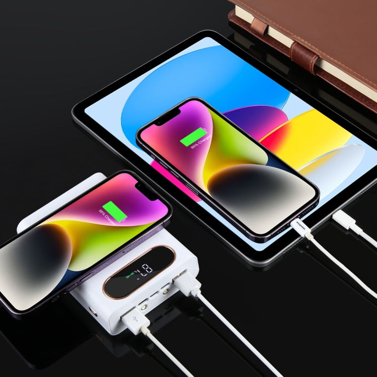 HAWEEL DIY 4 x 21700 Battery 22.5W Fast Charge 15W Wireless Charging Power Bank Box Case with Display, Not Include Battery (White) - HoMEdemic™ 
