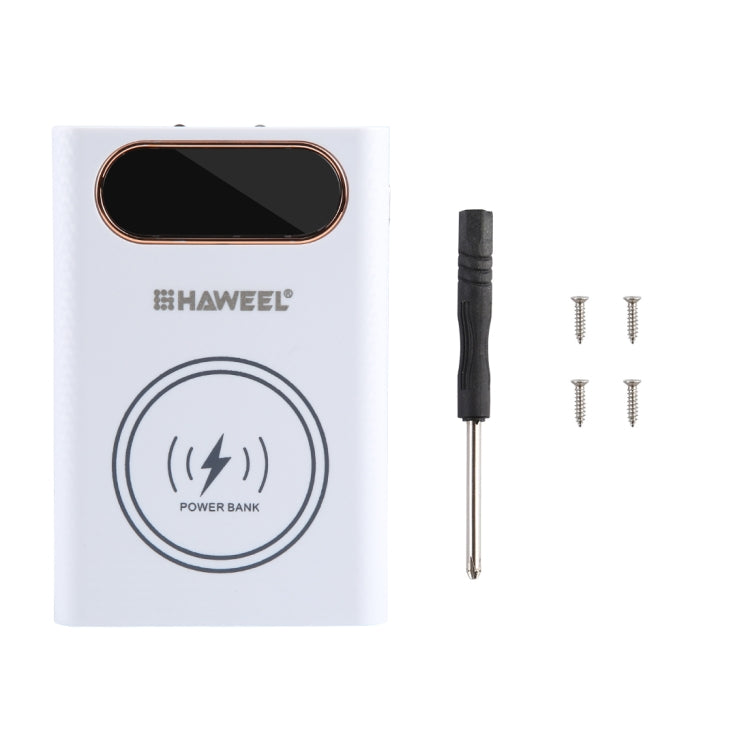 HAWEEL DIY 4 x 21700 Battery 22.5W Fast Charge 15W Wireless Charging Power Bank Box Case with Display, Not Include Battery (White) - HoMEdemic™ 