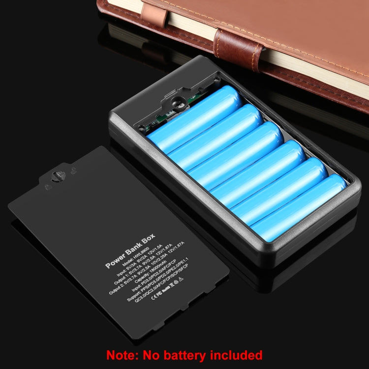 HAWEEL DIY 6 x 18650 Battery 24W Fast Charge Power Bank Box Case with Display, Not Include Battery (Black) - HoMEdemic™ 