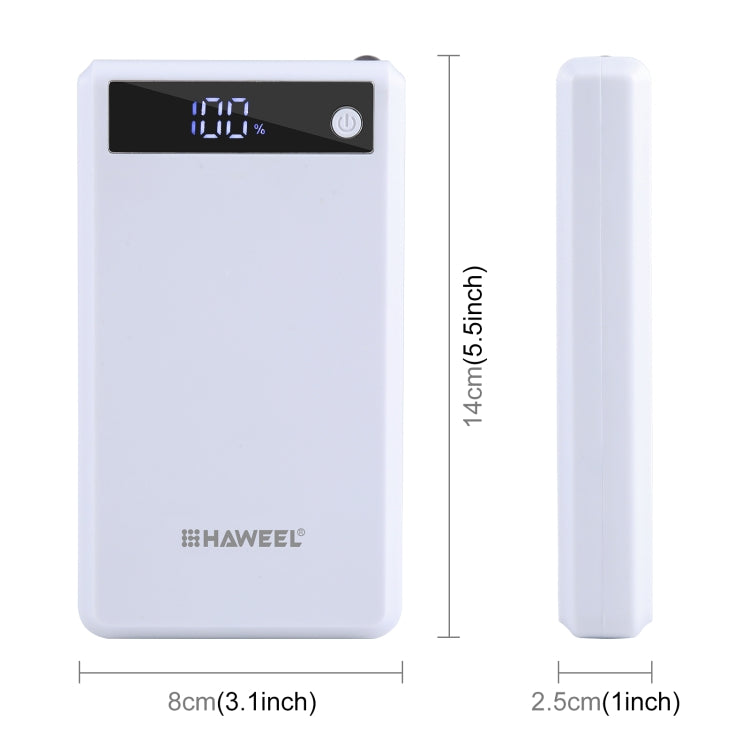 HAWEEL DIY 6 x 18650 Battery 24W Fast Charge Power Bank Box Case with Display, Not Include Battery (White) - HoMEdemic™ 
