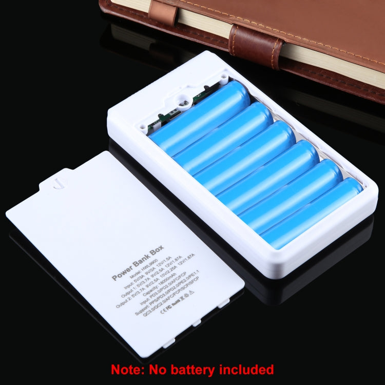 HAWEEL DIY 6 x 18650 Battery 24W Fast Charge Power Bank Box Case with Display, Not Include Battery (White) - HoMEdemic™ 