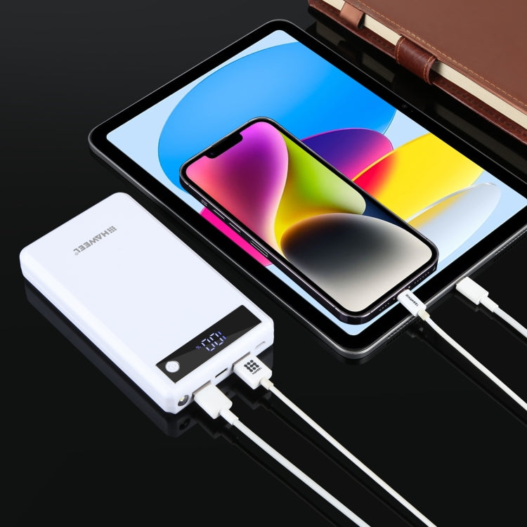 HAWEEL DIY 6 x 18650 Battery 24W Fast Charge Power Bank Box Case with Display, Not Include Battery (White) - HoMEdemic™ 