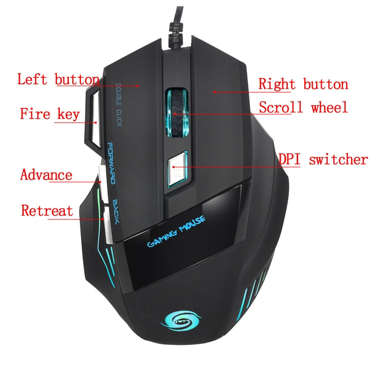HXSJ A868 7-Keys Colorful Luminous Wired Mouse with Fire Button - HoMEdemic™ 