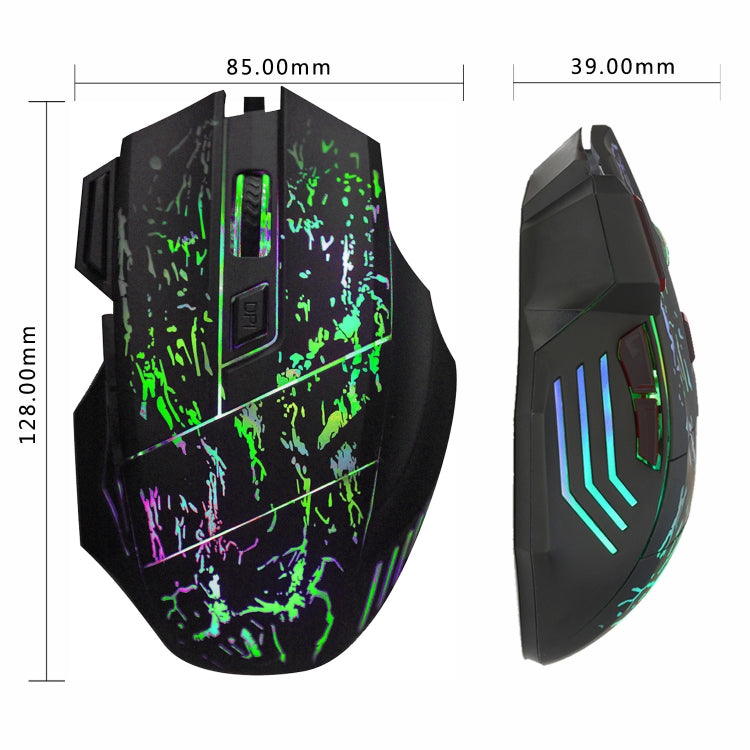 HXSJ A874 7-keys Flowing Water Crack Colorful Luminous Wired Gaming Mouse - HoMEdemic™ 