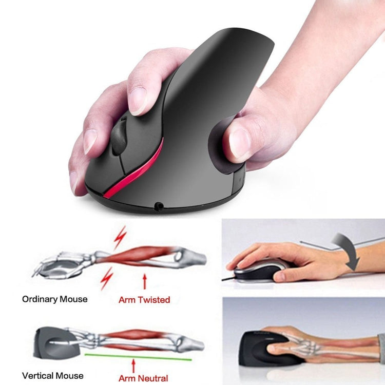 HXSJ A889 6 Keys 2400DPI 2.4GHz Vertical Wireless Mouse Rechargeable(Black) - HoMEdemic™ 