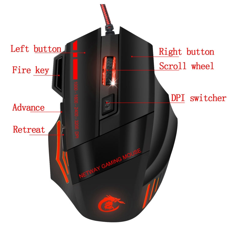 HXSJ A907 7 Keys Colorful Luminous 7D Wired Gaming Mouse(Black) - HoMEdemic™ 