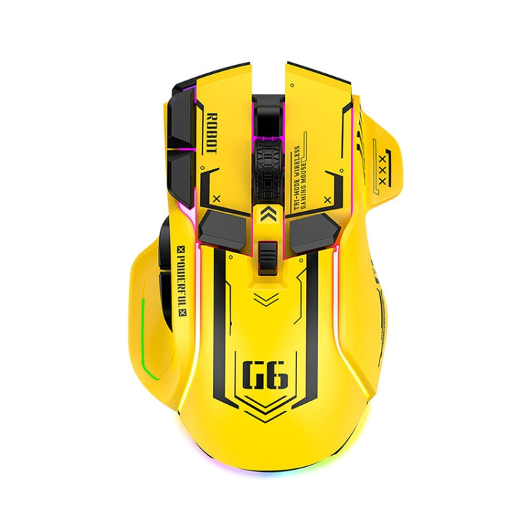 HXSJ G6 10 Keys RGB 12800DPI Tri-mode Wireless Gaming Mouse(Yellow) - HoMEdemic™ 