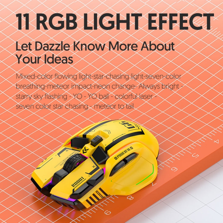 HXSJ G6 10 Keys RGB 12800DPI Tri-mode Wireless Gaming Mouse(Yellow) - HoMEdemic™ 