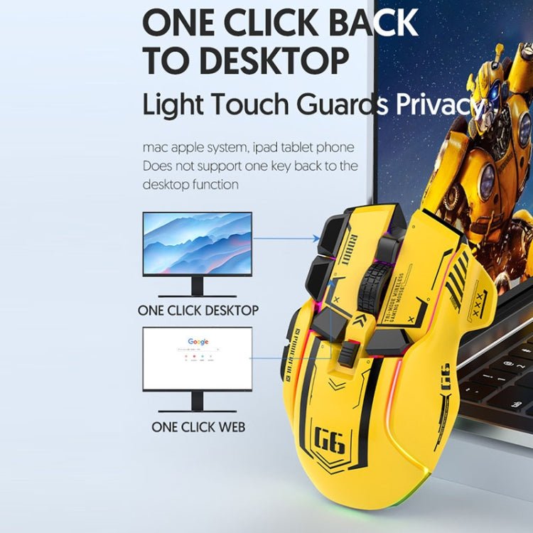 HXSJ G6 10 Keys RGB 12800DPI Tri-mode Wireless Gaming Mouse(Yellow) - HoMEdemic™ 
