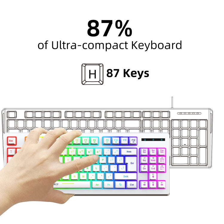 HXSJ L100 87 Keys RGB Backlit Film 2.4G Wireless Keyboard(White) - HoMEdemic™ 
