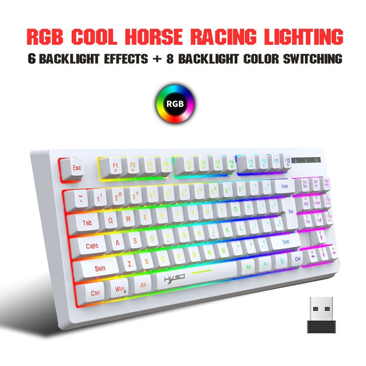 HXSJ L100 87 Keys RGB Backlit Film 2.4G Wireless Keyboard(White) - HoMEdemic™ 