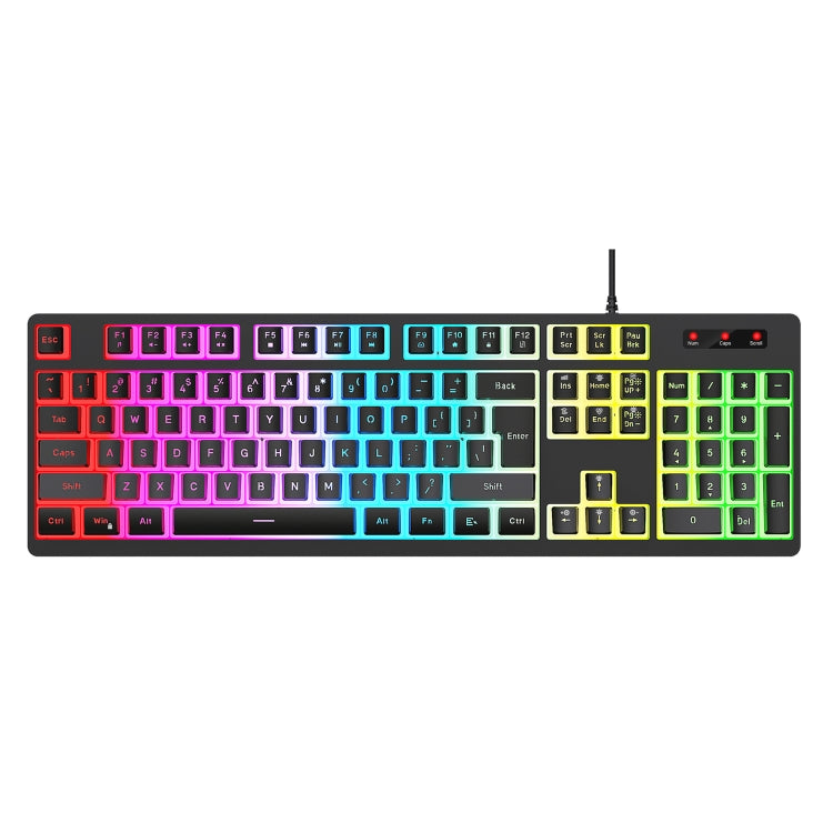HXSJ L200 Wired RGB Backlit Keyboard 104 Pudding Key Caps(Black) - HoMEdemic™ 