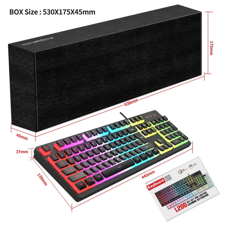 HXSJ L200 Wired RGB Backlit Keyboard 104 Pudding Key Caps(Black) - HoMEdemic™ 