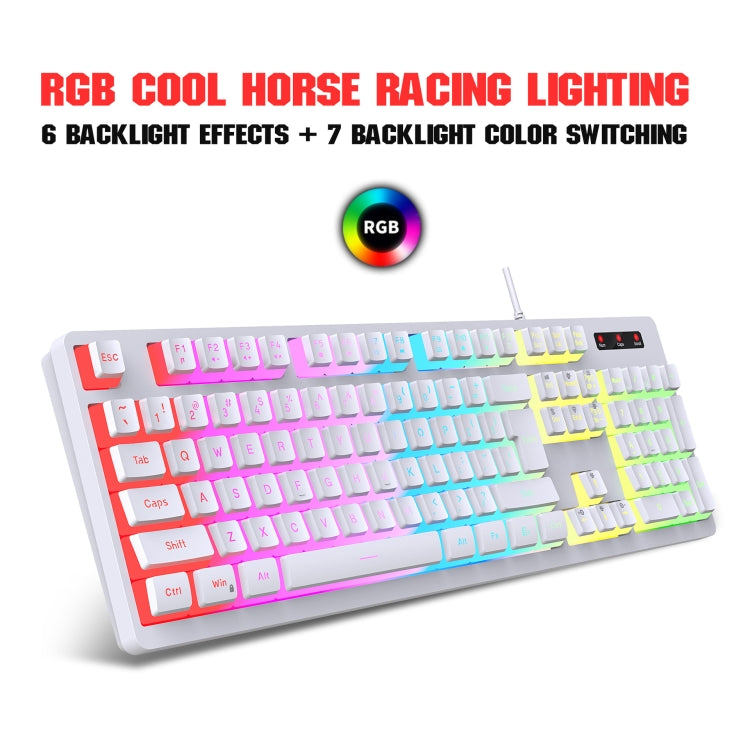 HXSJ L200 Wired RGB Backlit Keyboard 104 Pudding Key Caps(Black) - HoMEdemic™ 