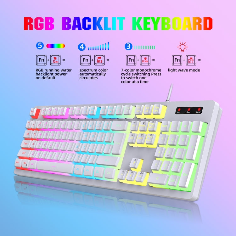 HXSJ L200 Wired RGB Backlit Keyboard 104 Pudding Key Caps(Black) - HoMEdemic™ 